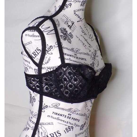 🆕SIMONE PERELE Apolline Demi Lace Underwire Non-Padded Bra 36B Black #1F5330 - Picture 8 of 9